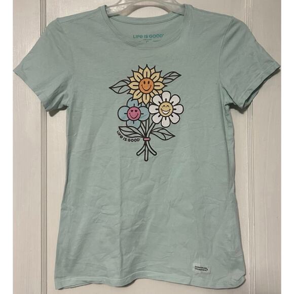 Life is good women’s crusher tee short sleeve green cotton size small - Picture 1 of 2